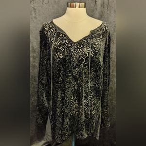 INC Black Shirt with Gold Swirls- 16W
